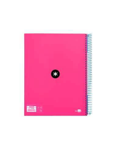 Cuaderno espiral a4 micro antartik tapa forrada 120h 100 gr horizontal 5 bandas 4 taladros color rosa
