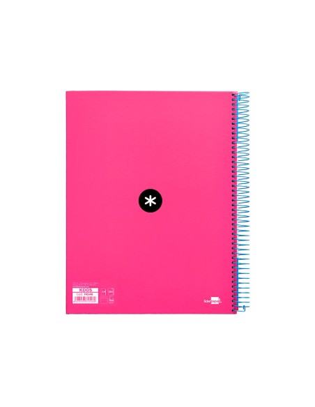Cuaderno espiral a4 micro antartik tapa forrada 120h 100 gr horizontal 5 bandas 4 taladros color rosa