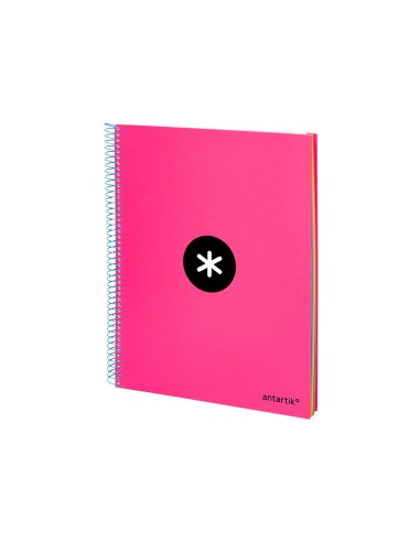 Cuaderno espiral a4 micro antartik tapa forrada 120h 100 gr horizontal 5 bandas 4 taladros color rosa