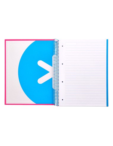 Cuaderno espiral a4 micro antartik tapa forrada 120h 100 gr horizontal 5 bandas 4 taladros color rosa