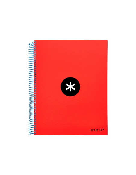 Cuaderno espiral a4 micro antartik tapa forrada 120h 100 gr horizontal 5 bandas 4 taladros color rojo