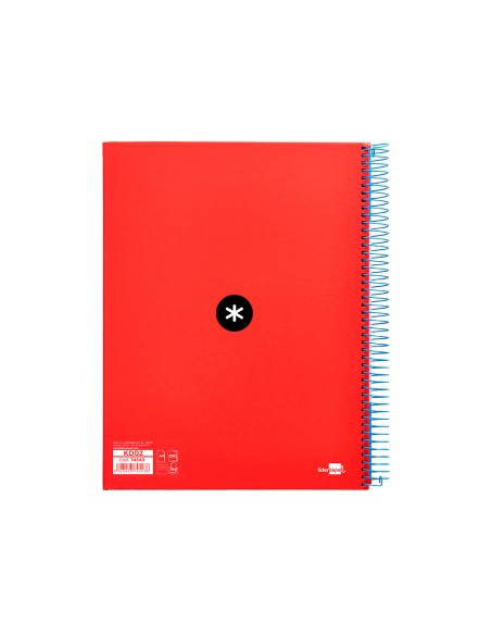 Cuaderno espiral a4 micro antartik tapa forrada 120h 100 gr horizontal 5 bandas 4 taladros color rojo