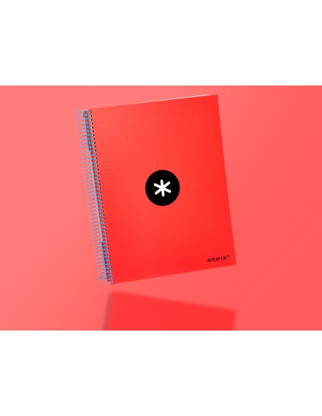 Cuaderno espiral a4 micro antartik tapa forrada 120h 100 gr horizontal 5 bandas 4 taladros color rojo