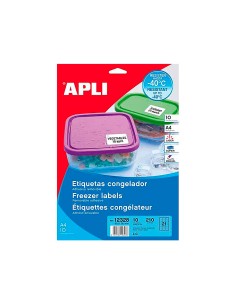 Etiqueta adhesiva apli 12328 tamano 635x381 mm para congelados caja con 10 hojas a4 blancas directiva europea