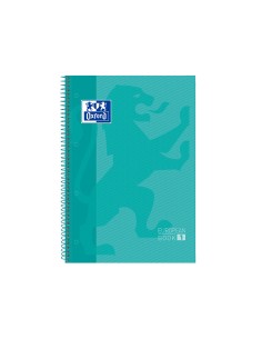 Bloc espiral oxford tapa extradura microperforado din a4 80 hojas cuadros 5 mm color menta hielo