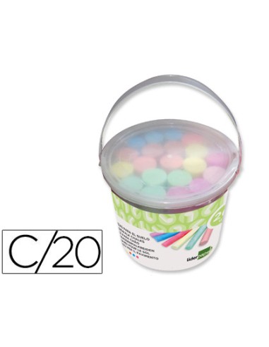 Tiza color liderpapel para suelo cubilete de 20 unidades colores surtidos