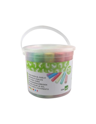 Tiza color liderpapel para suelo cubilete de 20 unidades colores surtidos