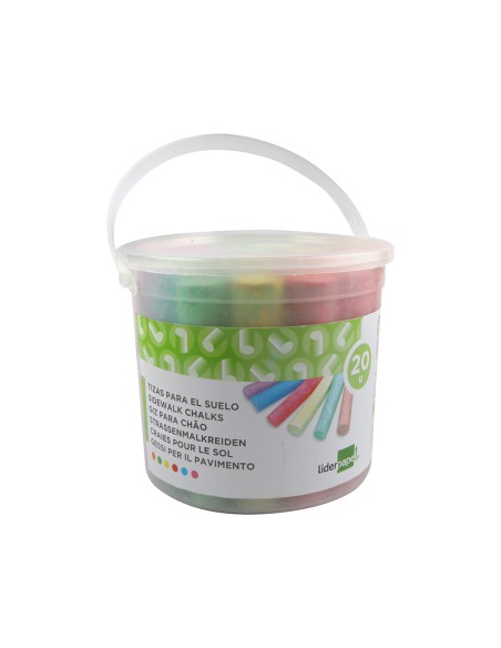 Tiza color liderpapel para suelo cubilete de 20 unidades colores surtidos