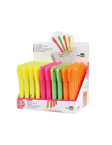 Marcador de cera gel liderpapel fluorescente expositor de 60 unidades colores surtidos