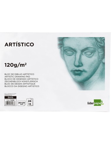Bloc dibujo liderpapel artistico encolado 210x297 mm 30 hojas 120g m2 sin recuadro