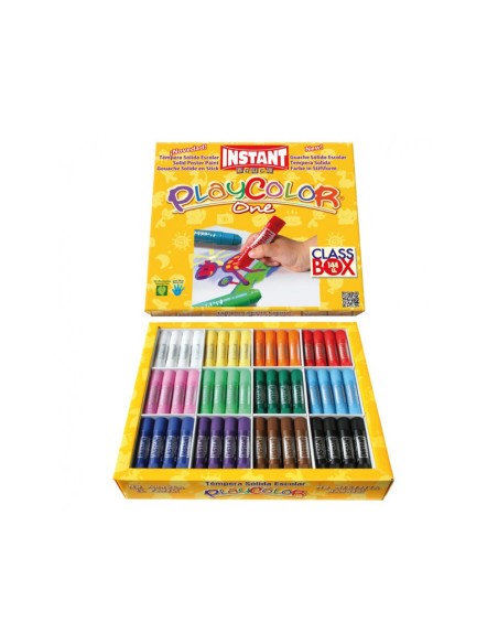 Tempera solida en barra playcolor escolar caja de 144unidades 12 colores surtidos