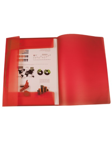 Carpeta liderpapel portadocumentos solapas polipropileno din a3 rojo translucido lomo flexible