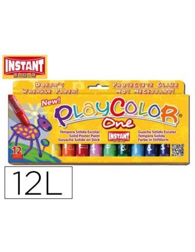 Tempera solida en barra playcolor escolar caja de 12 colores surtidos