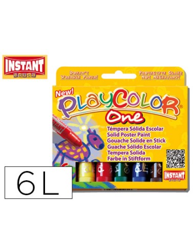 Tempera solida en barra playcolor escolar caja de 6 colores surtidos