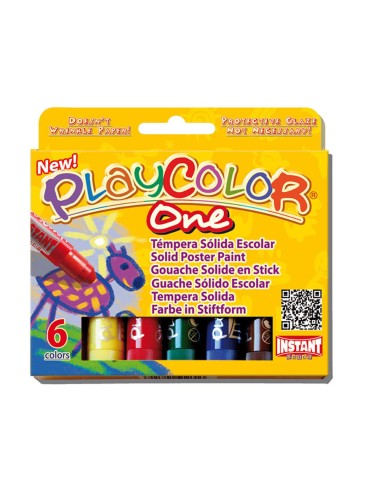 Tempera solida en barra playcolor escolar caja de 6 colores surtidos