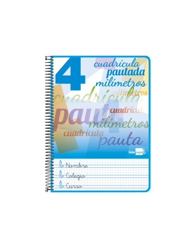 Cuaderno espiral liderpapel cuarto pautaguia tapa dura 80h75 gr cuadro pautado 5mm con margen