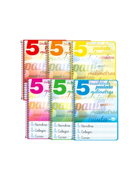 Cuaderno espiral liderpapel cuarto pautaguia tapa dura 80h75 gr cuadro pautado 5mm con margen