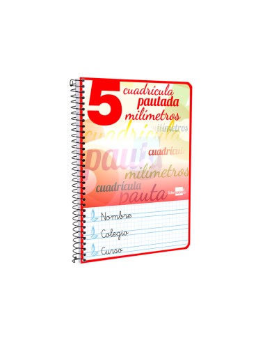 Cuaderno espiral liderpapel cuarto pautaguia tapa dura 80h75 gr cuadro pautado 5mm con margen