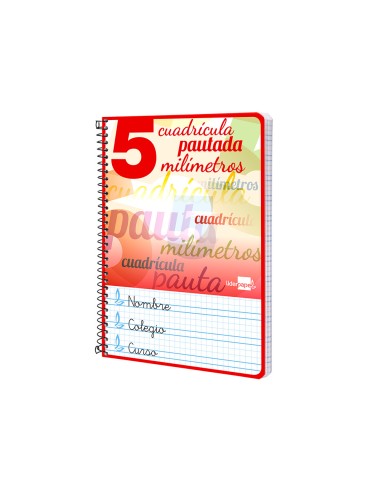 Cuaderno espiral liderpapel cuarto pautaguia tapa dura 80h75 gr cuadro pautado 5mm con margen