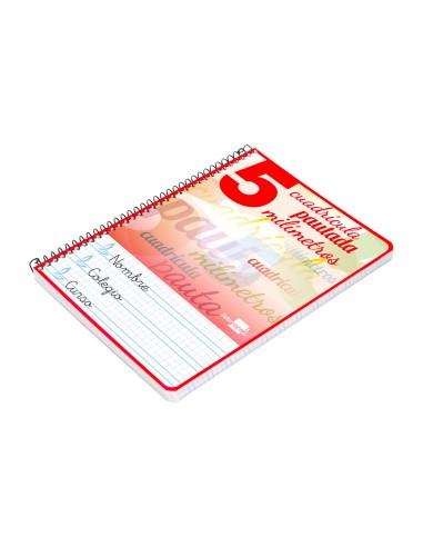 Cuaderno espiral liderpapel cuarto pautaguia tapa dura 80h75 gr cuadro pautado 5mm con margen