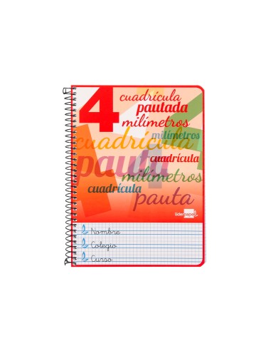 Cuaderno espiral liderpapel cuarto pautaguia tapa dura 80h75 gr cuadro pautado 4mm con margen