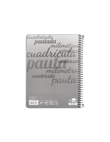 Cuaderno espiral liderpapel cuarto pautaguia tapa dura 80h75 gr cuadro pautado 4mm con margen