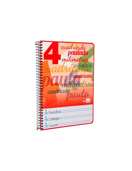 Cuaderno espiral liderpapel cuarto pautaguia tapa dura 80h75 gr cuadro pautado 4mm con margen