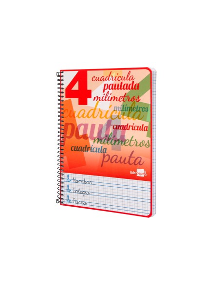 Cuaderno espiral liderpapel cuarto pautaguia tapa dura 80h75 gr cuadro pautado 4mm con margen
