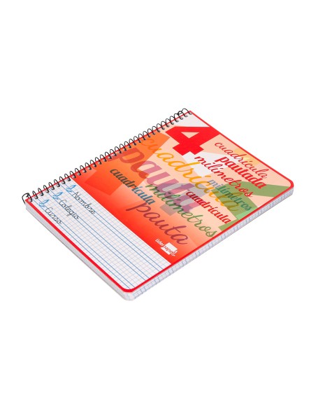 Cuaderno espiral liderpapel cuarto pautaguia tapa dura 80h75 gr cuadro pautado 4mm con margen
