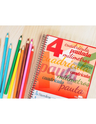 Cuaderno espiral liderpapel cuarto pautaguia tapa dura 80h75 gr cuadro pautado 4mm con margen