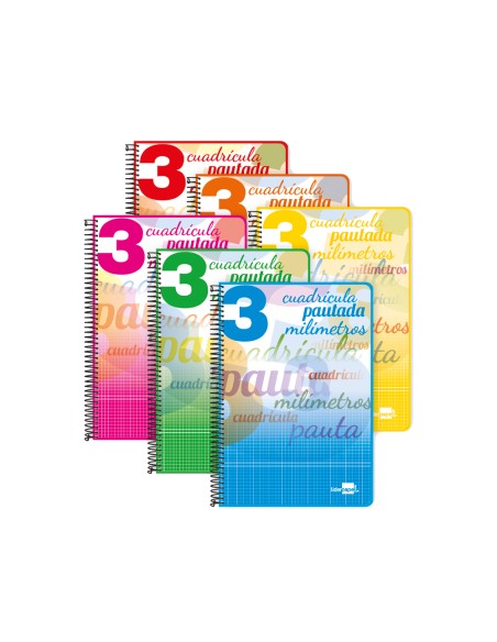 Cuaderno espiral liderpapel cuarto pautaguia tapa dura 80h75 gr cuadro pautado 3 mm con margen