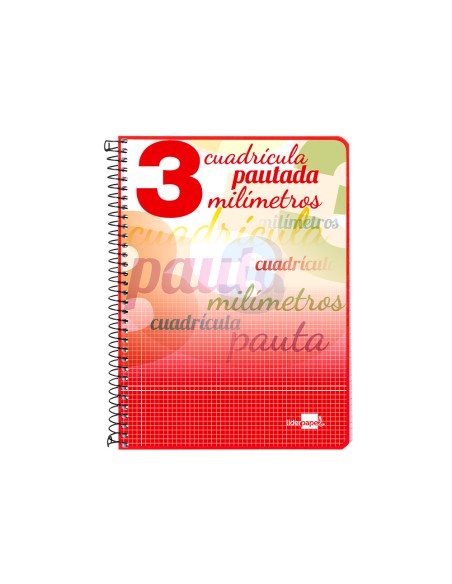 Cuaderno espiral liderpapel cuarto pautaguia tapa dura 80h75 gr cuadro pautado 3 mm con margen