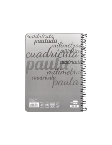 Cuaderno espiral liderpapel cuarto pautaguia tapa dura 80h75 gr cuadro pautado 3 mm con margen