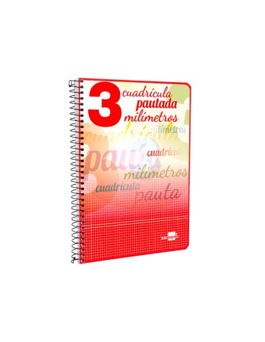 Cuaderno espiral liderpapel cuarto pautaguia tapa dura 80h75 gr cuadro pautado 3 mm con margen