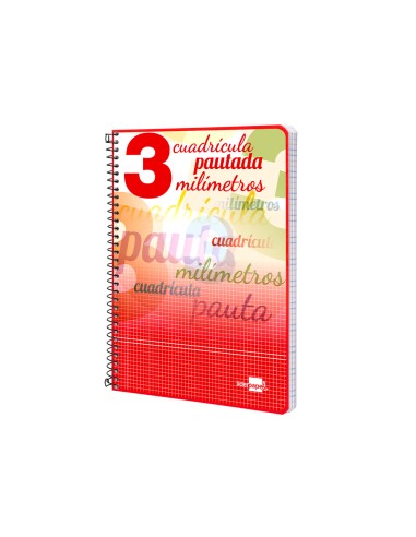 Cuaderno espiral liderpapel cuarto pautaguia tapa dura 80h75 gr cuadro pautado 3 mm con margen