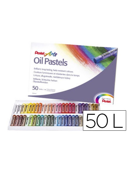 Lapices pentel oil pastel caja de 50 colores surtidos