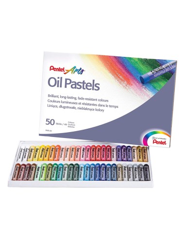 Lapices pentel oil pastel caja de 50 colores surtidos