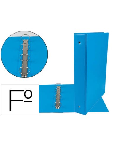 Carpeta liderpapel 4 anillas 40 mm redondas plastico folio color celeste