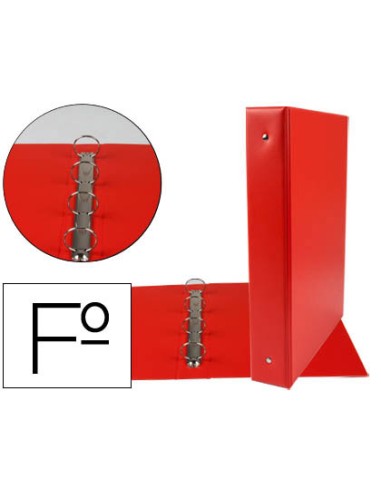 Carpeta liderpapel 4 anillas 40 mm redondas plastico folio color rojo