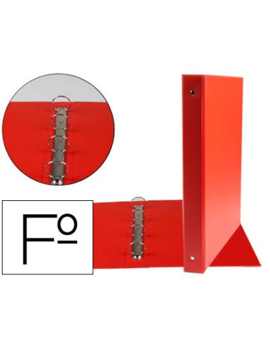 Carpeta liderpapel 4 anillas 25 mm redondas plastico folio color rojo