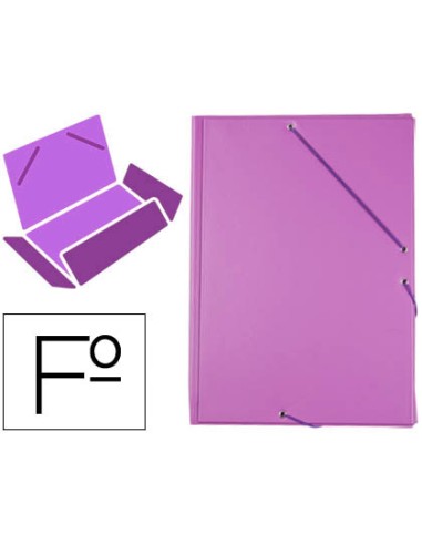 Carpeta liderpapel gomas plastico folio solapas color lila