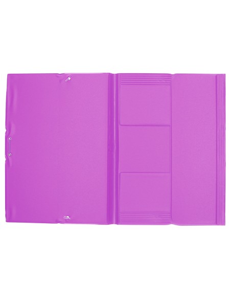 Carpeta liderpapel gomas plastico folio solapas color lila