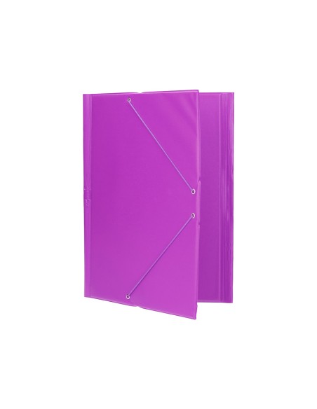 Carpeta liderpapel gomas plastico folio solapas color lila