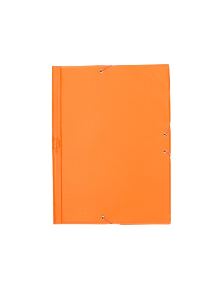Carpeta liderpapel gomas plastico folio solapas color naranja