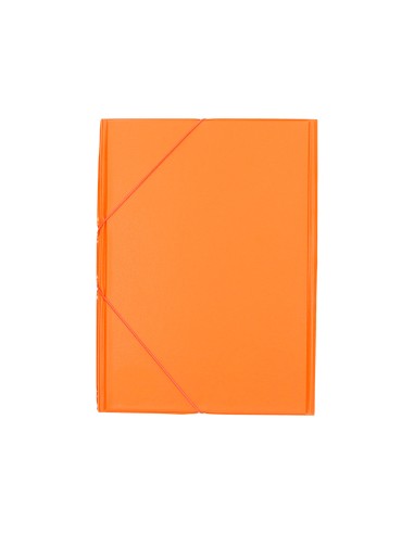 Carpeta liderpapel gomas plastico folio solapas color naranja