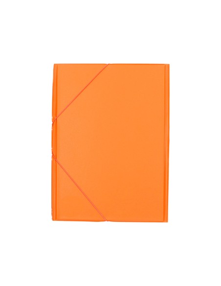 Carpeta liderpapel gomas plastico folio solapas color naranja