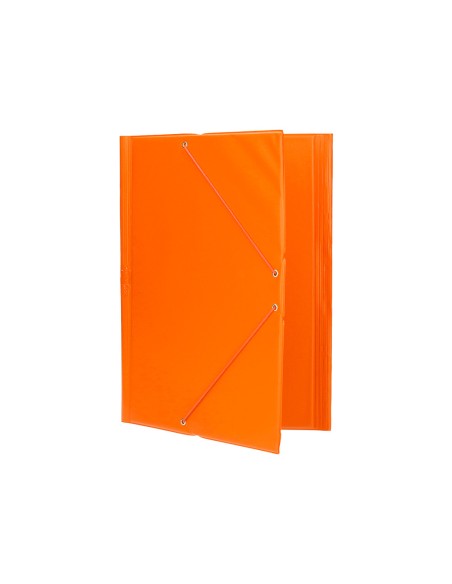 Carpeta liderpapel gomas plastico folio solapas color naranja