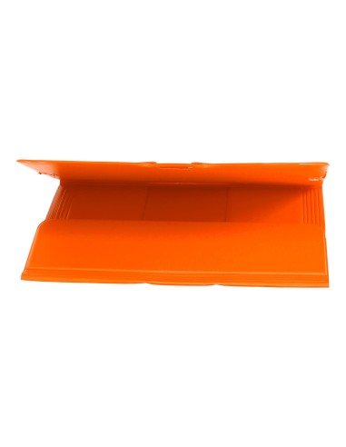 Carpeta liderpapel gomas plastico folio solapas color naranja