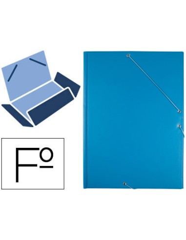 Carpeta liderpapel gomas plastico folio solapas color celeste