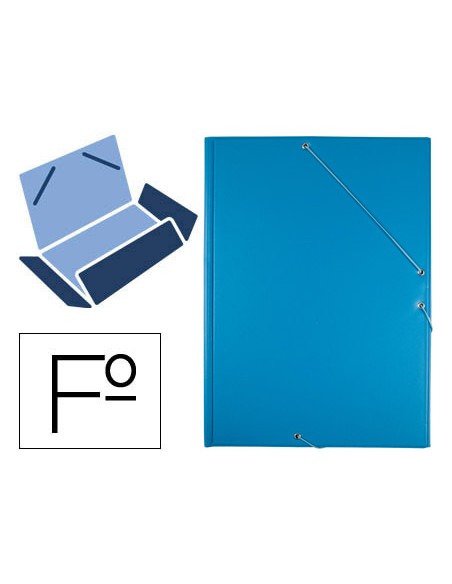 Carpeta liderpapel gomas plastico folio solapas color celeste